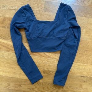ALO Yoga Blue Long Sleeve Crop Top